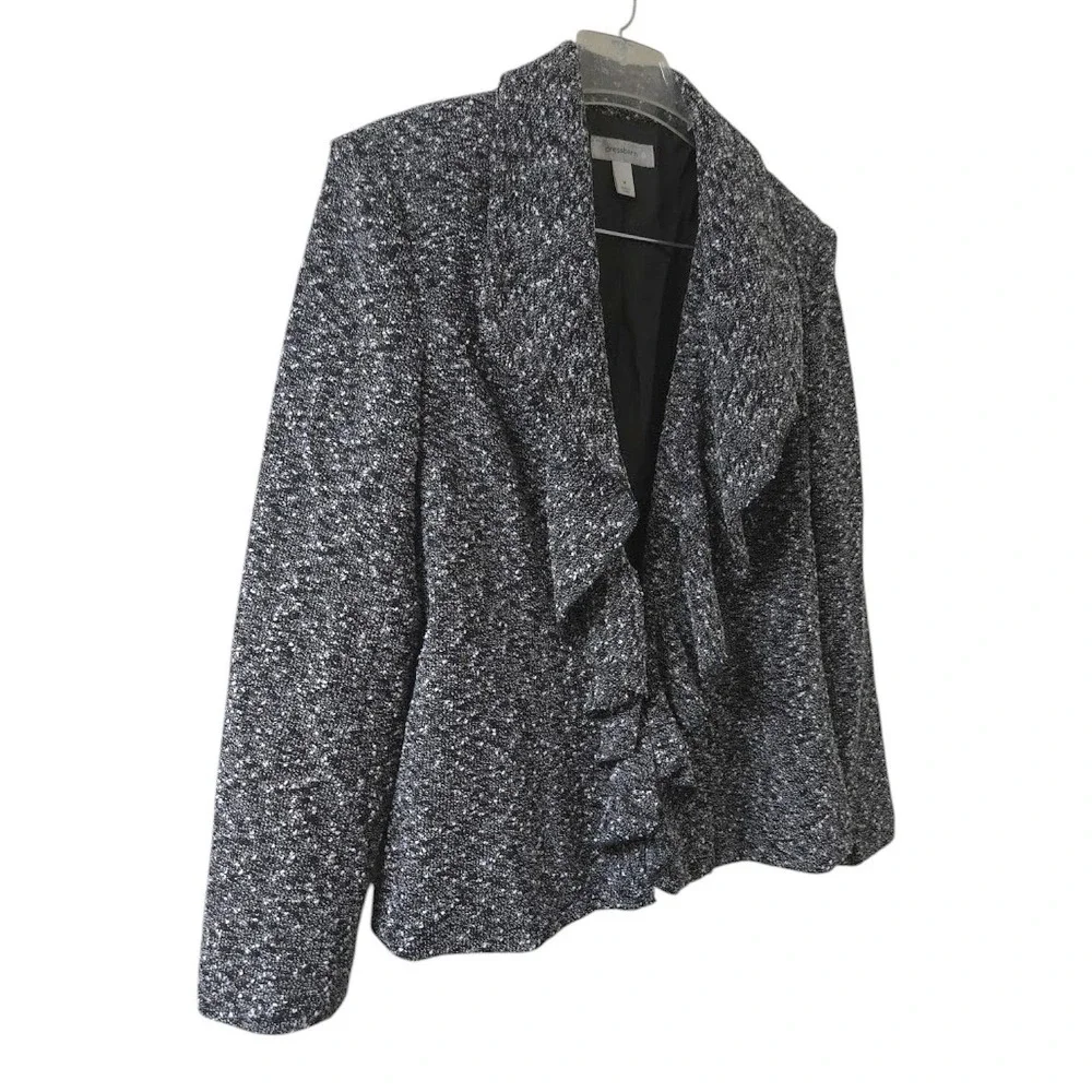 Dressbarn Gray‎ Textured Blazer Jacket Women's Size M Open Front